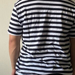 Black and white stripe casual button down